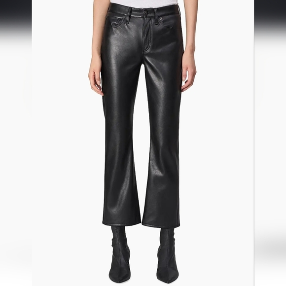 Rag & Bone Black Peyton Faux Leather Ankle Flare Pants - Size Size 27 - Picture 2 of 13